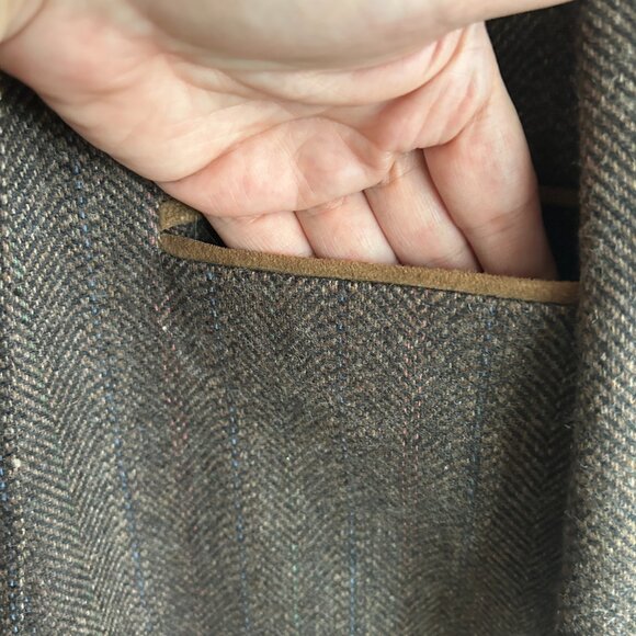 Hunt Valley 100% Pure Wool Brown Tweed Blazer 48L Suede Elbow Patches Made in US - Picture 9 of 12